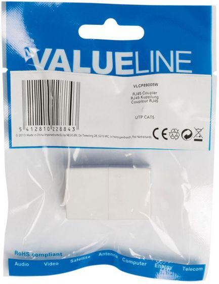 Valueline VLCP89005W RJ45 koppelstuk